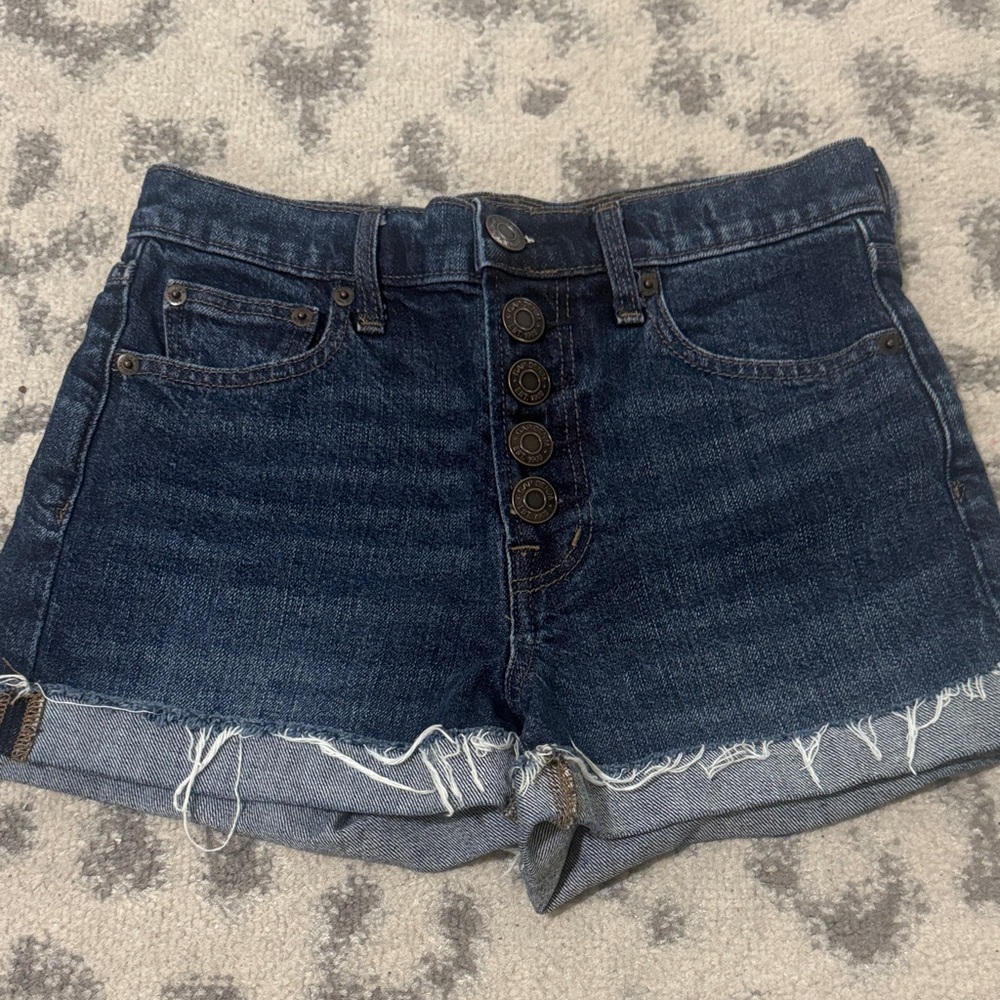 Gap Denim Women's Dark Blue High-Rise Button-Front Denim Shorts